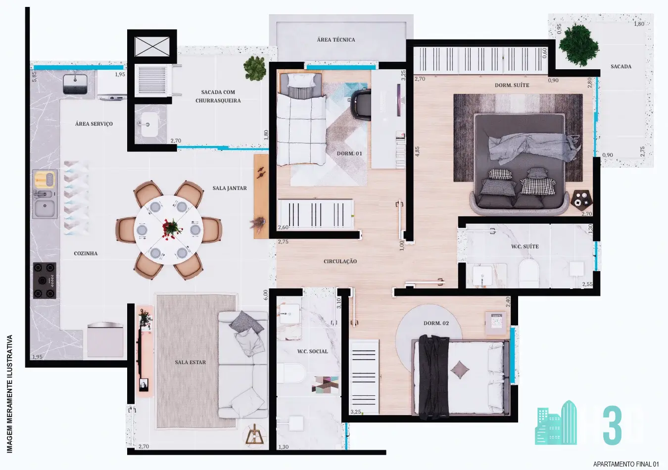 Planta Apartamento Residencial MontSerrat Apucarana