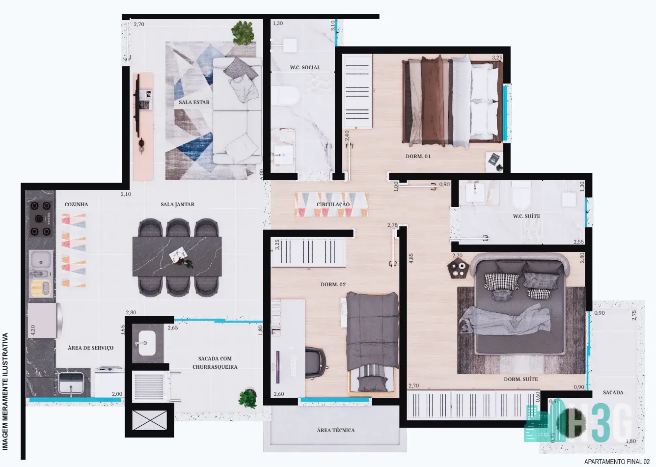 Planta Apartamento Residencial MontSerrat Apucarana