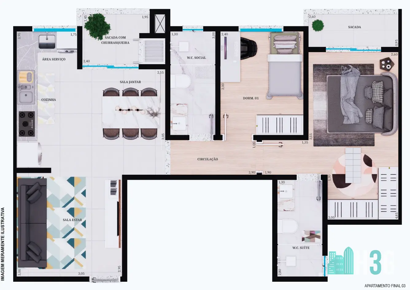 Planta Apartamento Residencial MontSerrat Apucarana