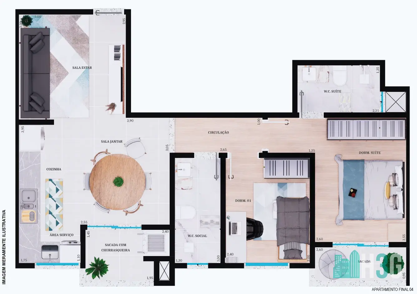 Planta Apartamento Residencial MontSerrat Apucarana